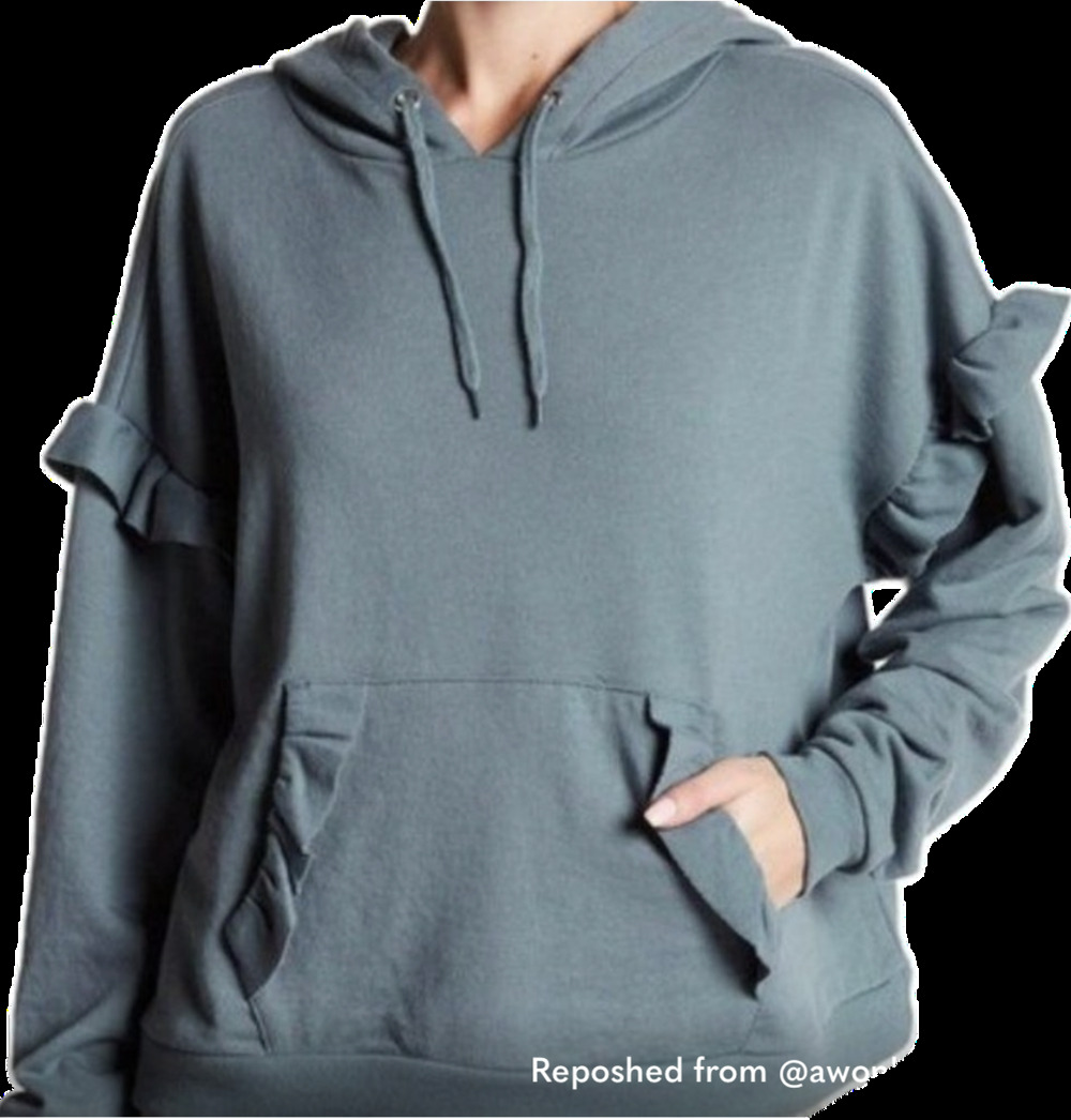 Romeo & Juliet soft teal blue ruffle oversized pullover hoodie Medium